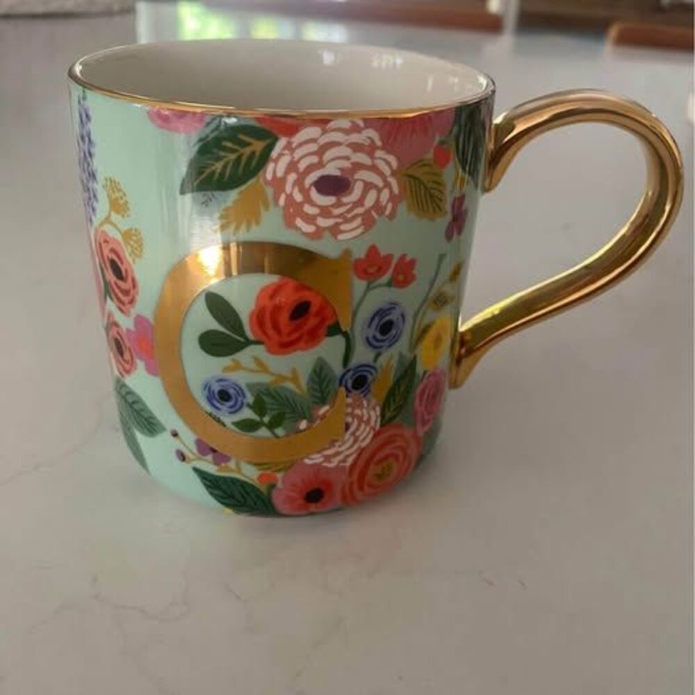 Anthropologie floral mug "C" monogram Stamford $10